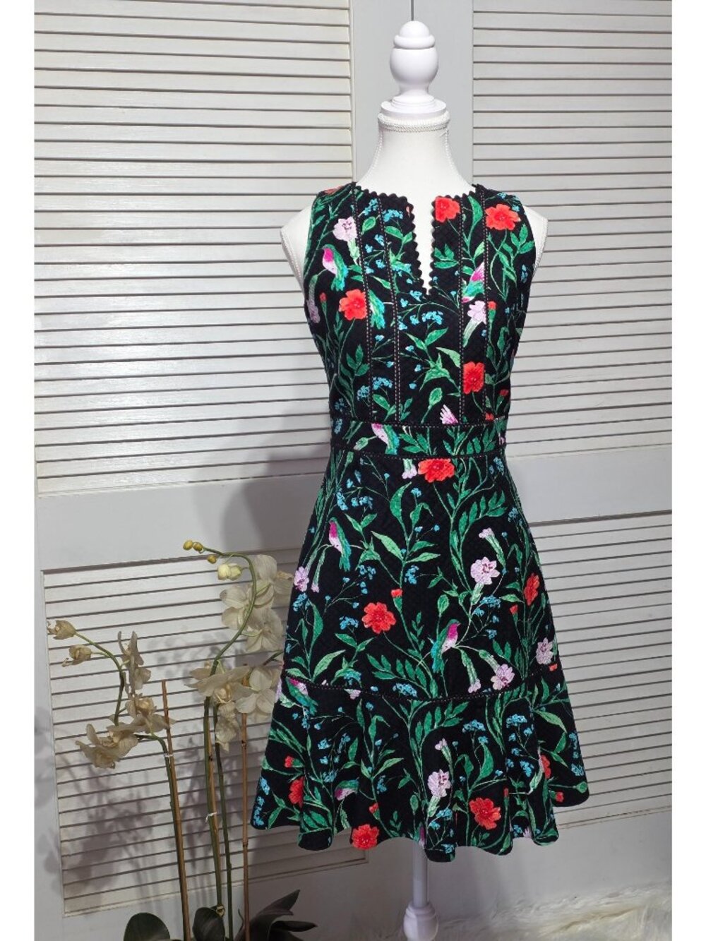 Kate Spade NY Women's Black Floral Jardin Tile Jacquard Mini Dress Size 4 3867 - Picture 3 of 16